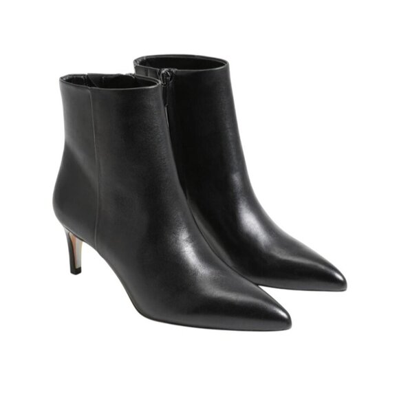 Sam Edelman Ulissa Ankle Bootie Black Leather Stiletto Heel Pointed Toe Size 8.5 - Picture 1 of 10